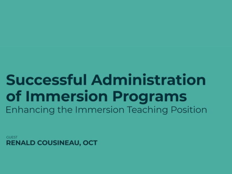 3- Enhancing the Immersion Teaching Position