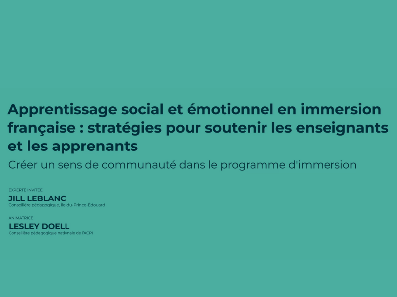 Créer un sens de communauté dans le programme d&rsquo;immersion