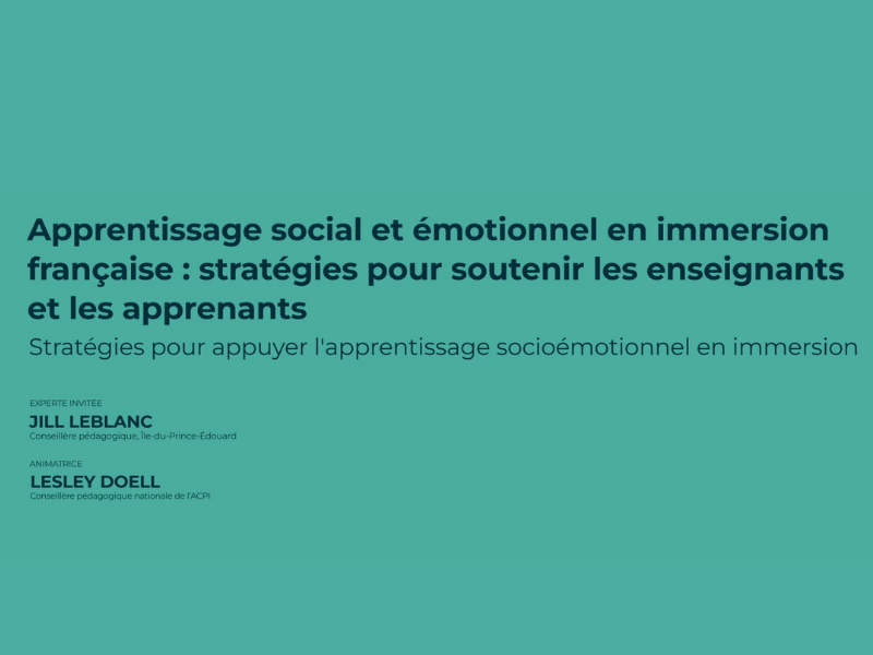 Stratégie pour appuyer l&rsquo;apprentissage socioémotionnel en immersion